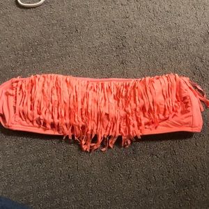 coral/orange strapless bikini top